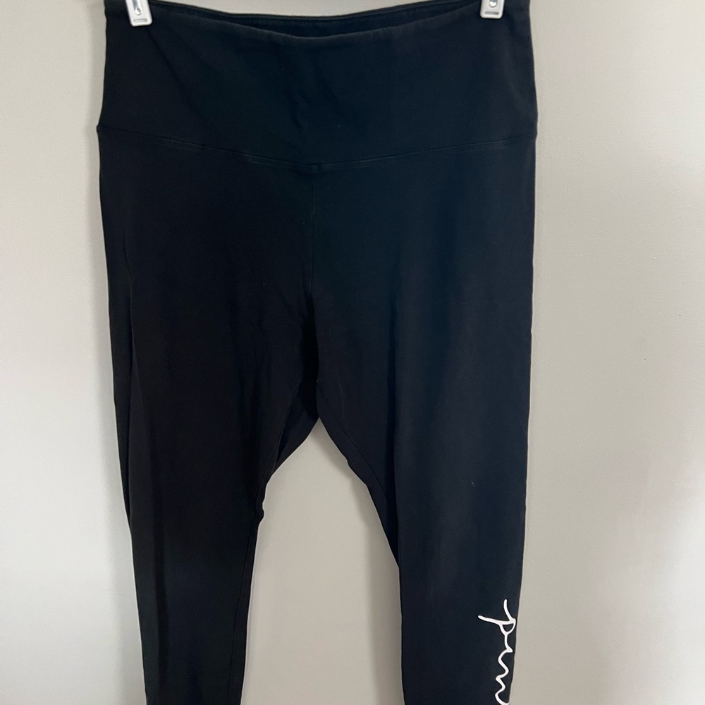 PINK Victoria's Secret Black Leggings with White Logo